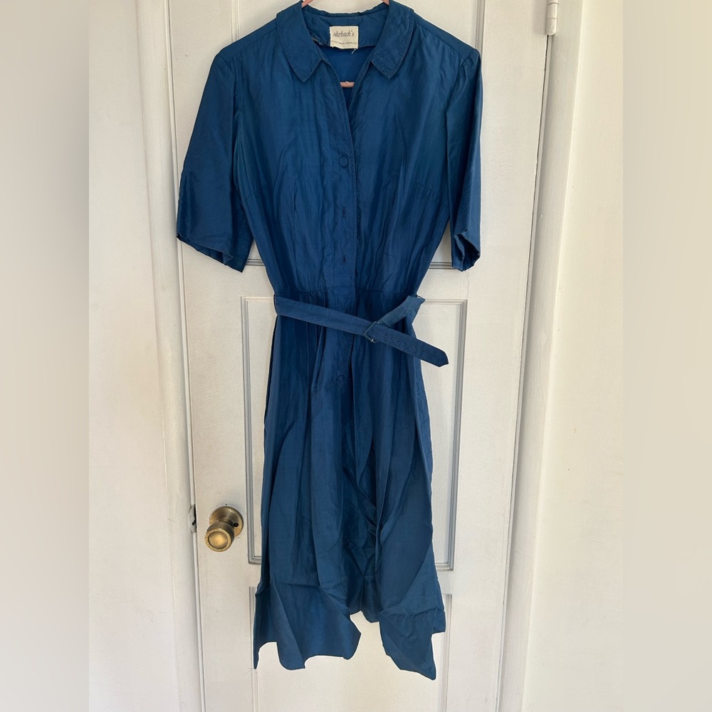 Vintage 50’s silk blue dress with belt